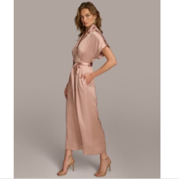 Donna Karan New York Women's Belted Jumpsuit - Rose - Picture 2 of 3